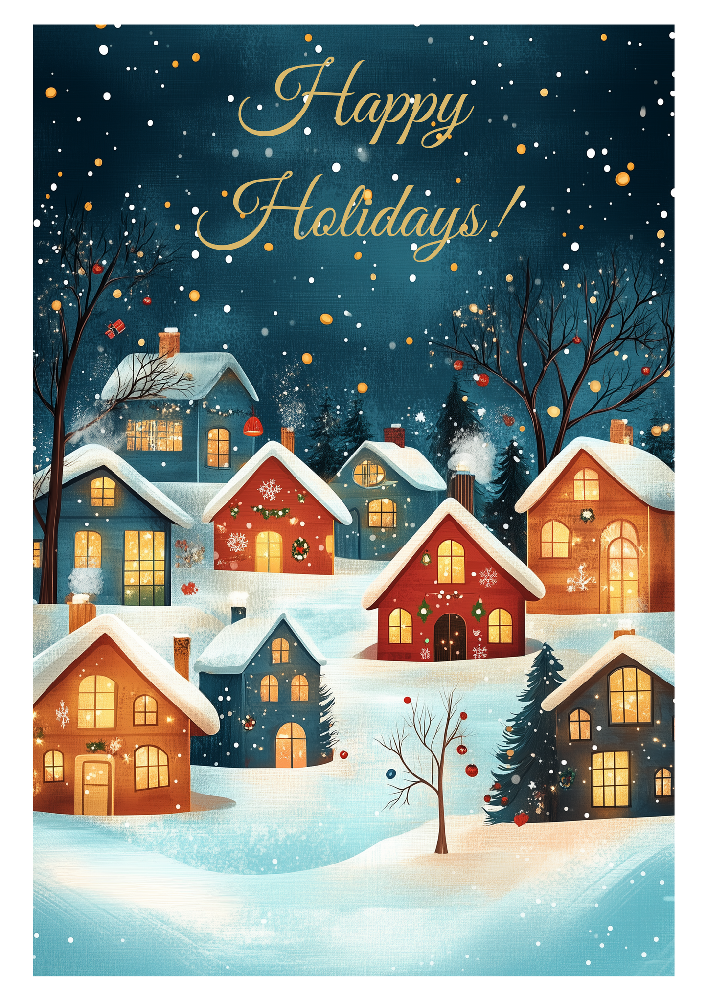 Set of digital Christmas postcards with winter landscapes