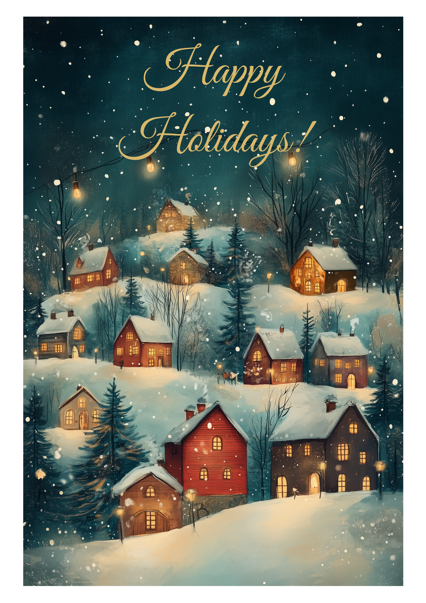 Set of digital Christmas postcards with winter landscapes