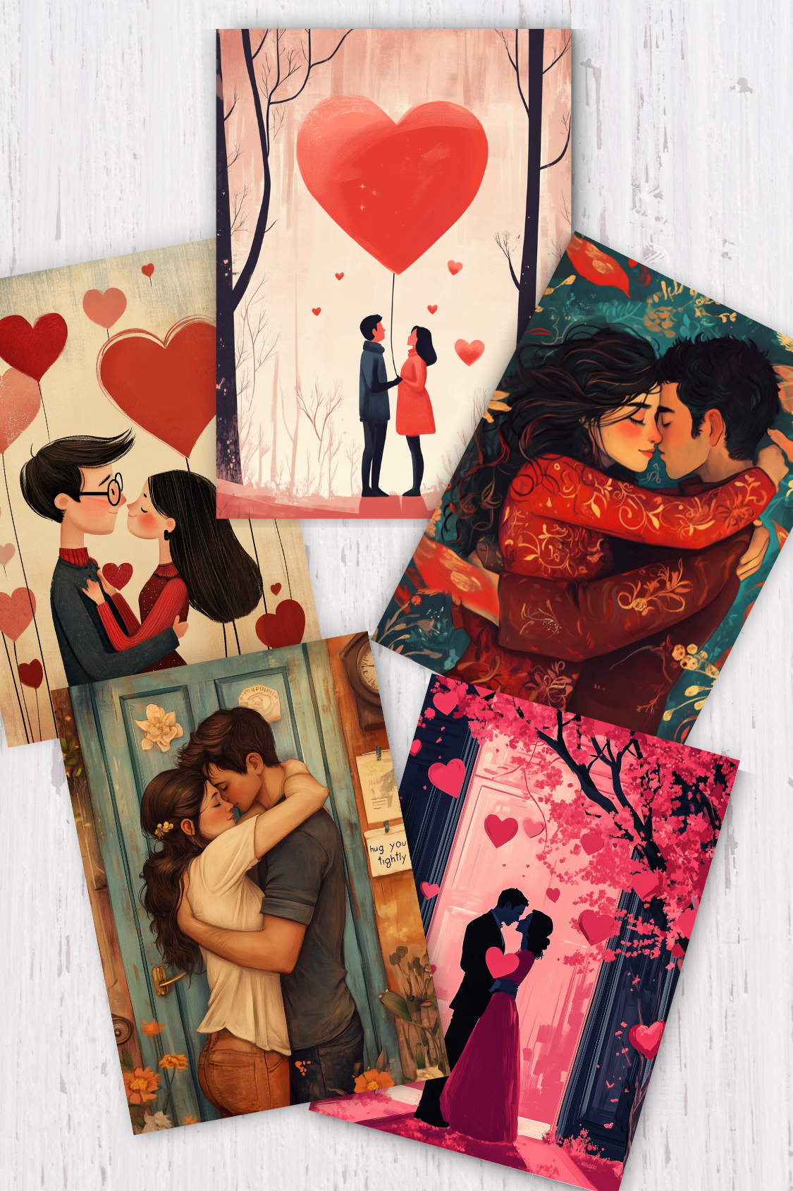 Set of digital Valentine's Day postcards