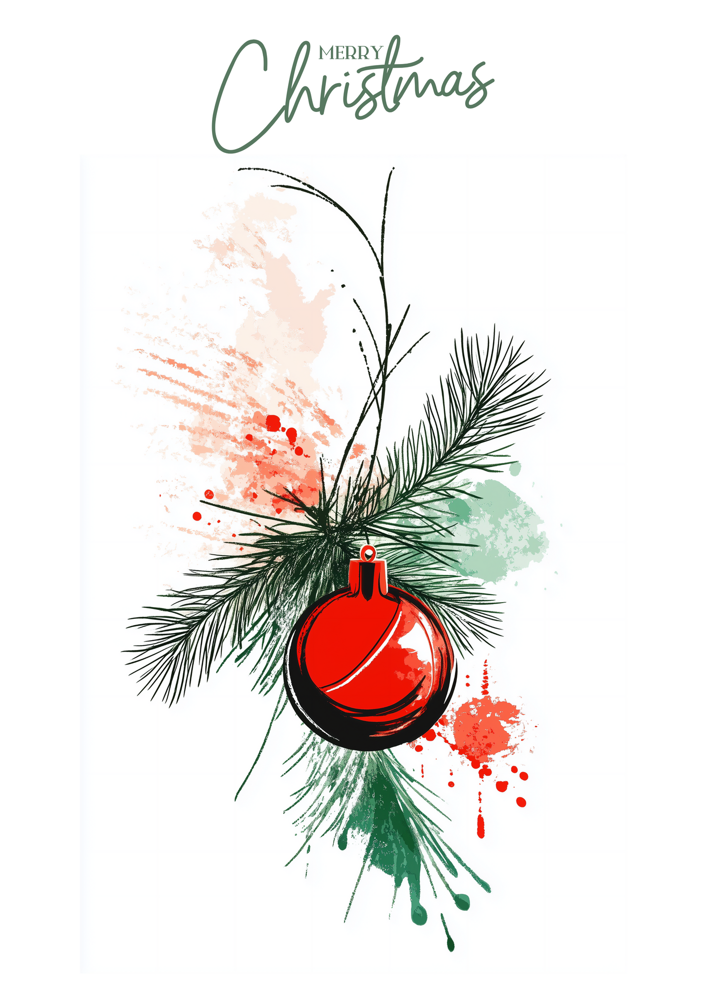 Set of digital Christmas postcards with Christmas trees and balls