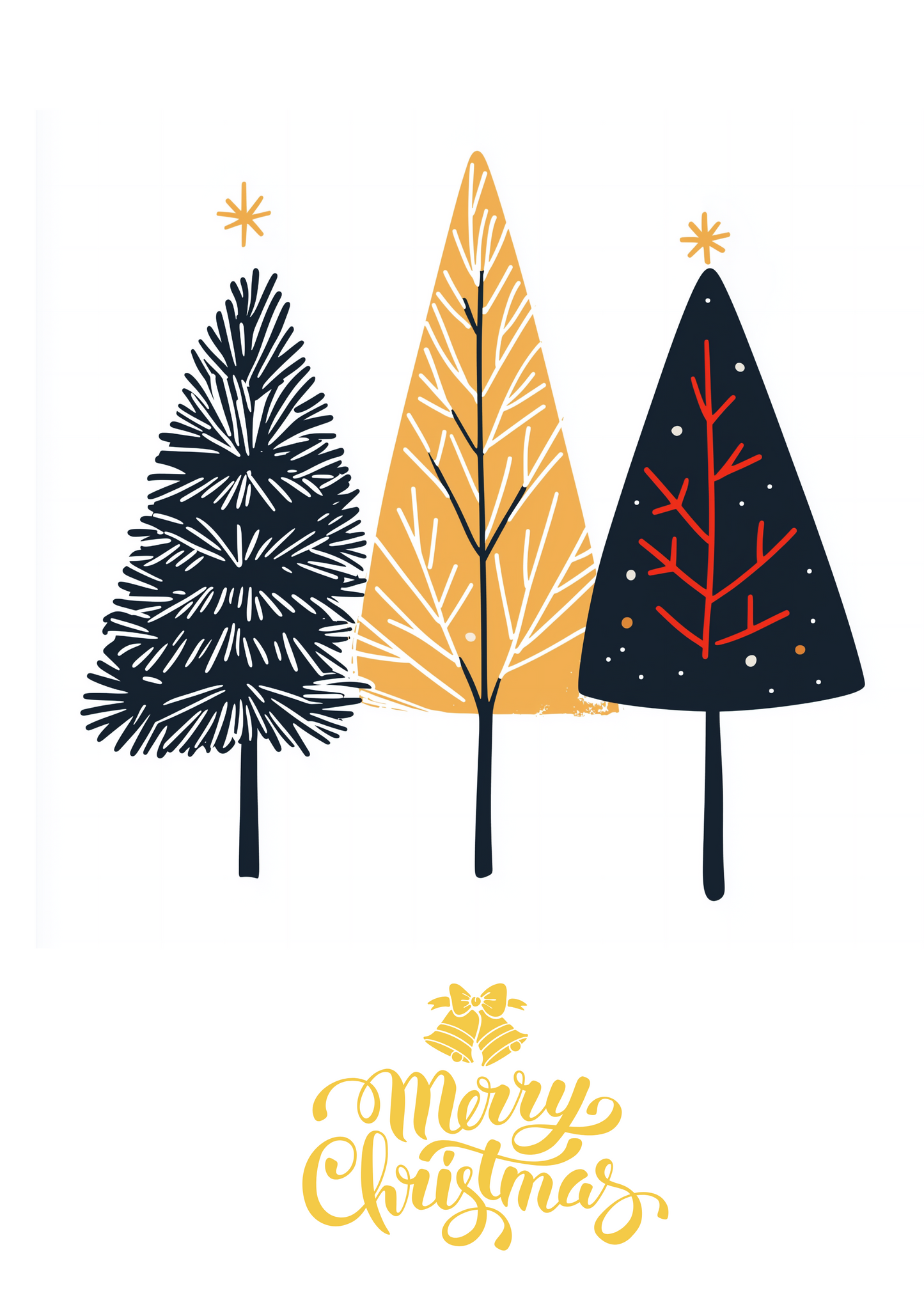 Set of digital Christmas postcards with Christmas trees and balls