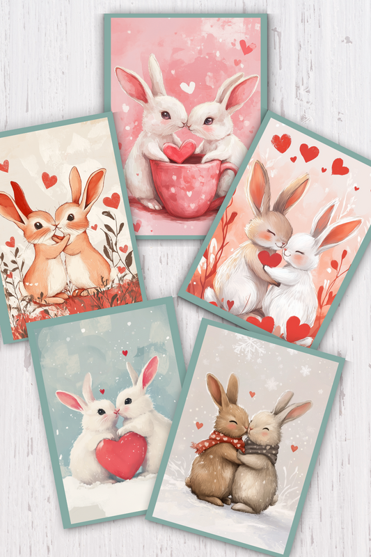 Set of digital Valentine's Day postcards