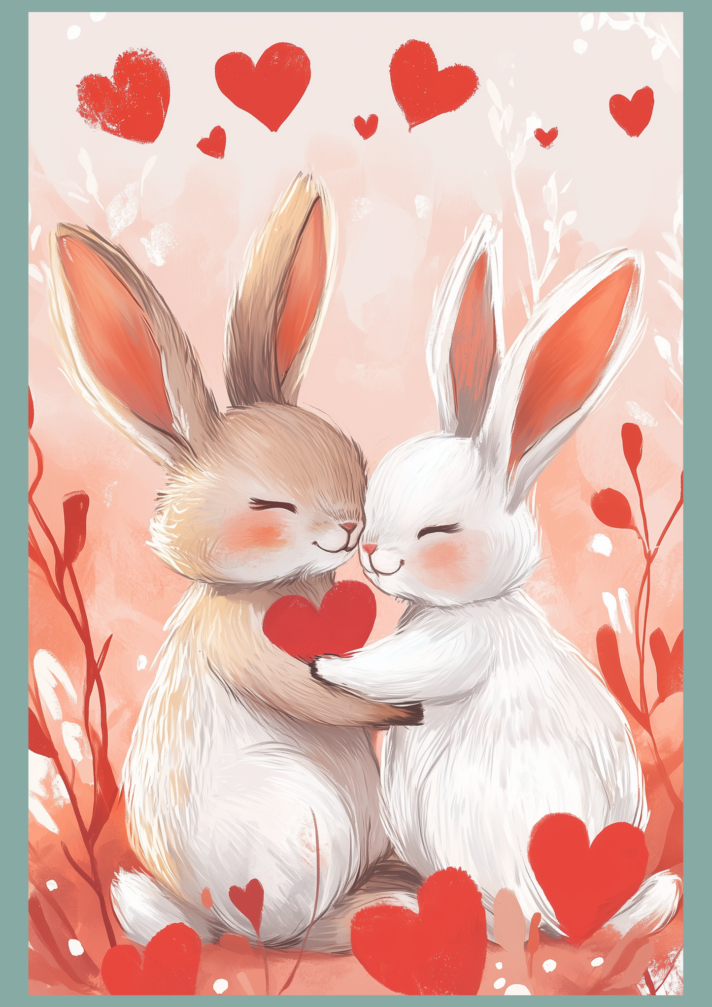 Set of digital Valentine's Day postcards