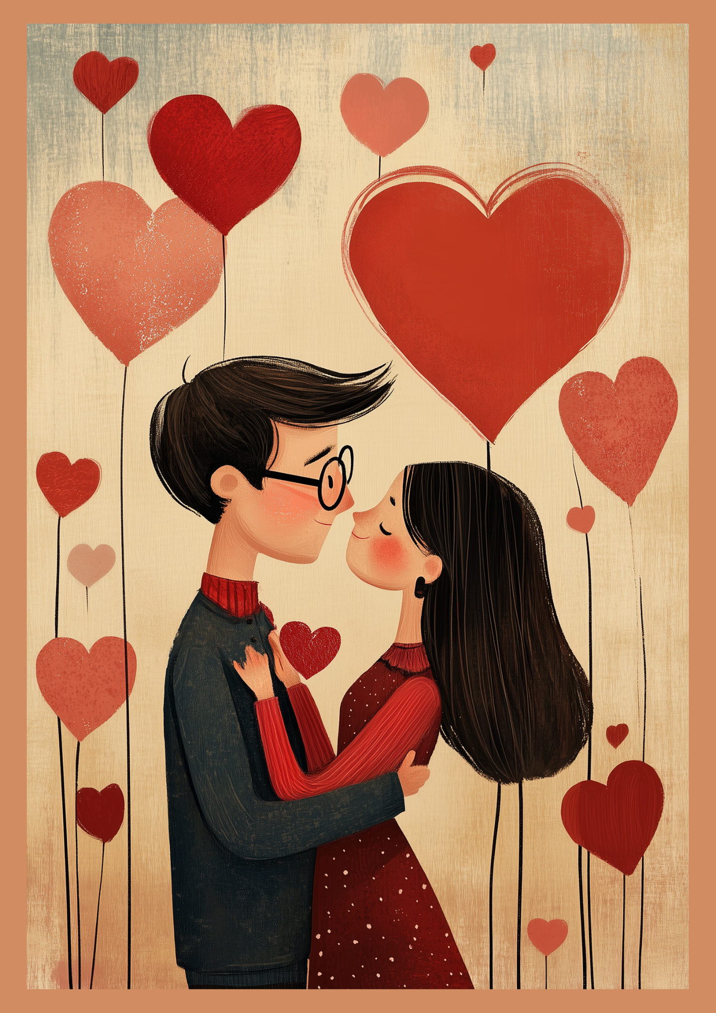 Set of digital Valentine's Day postcards